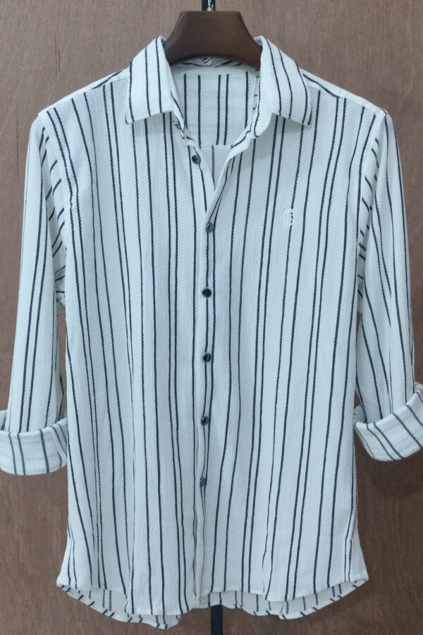 Arctic White With Bold Navy Stripes - Image 4