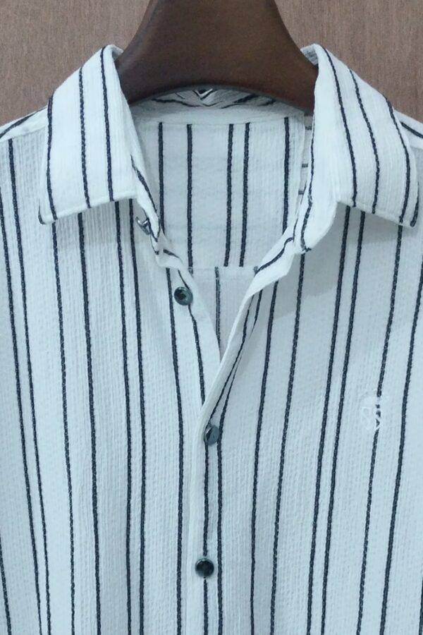 Arctic White With Bold Navy Stripes