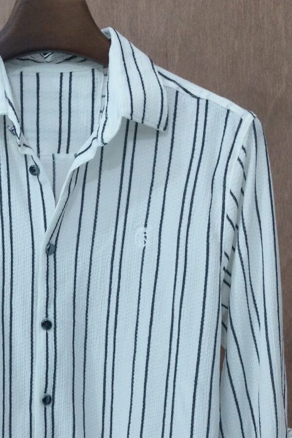 Arctic White With Bold Navy Stripes - Image 2