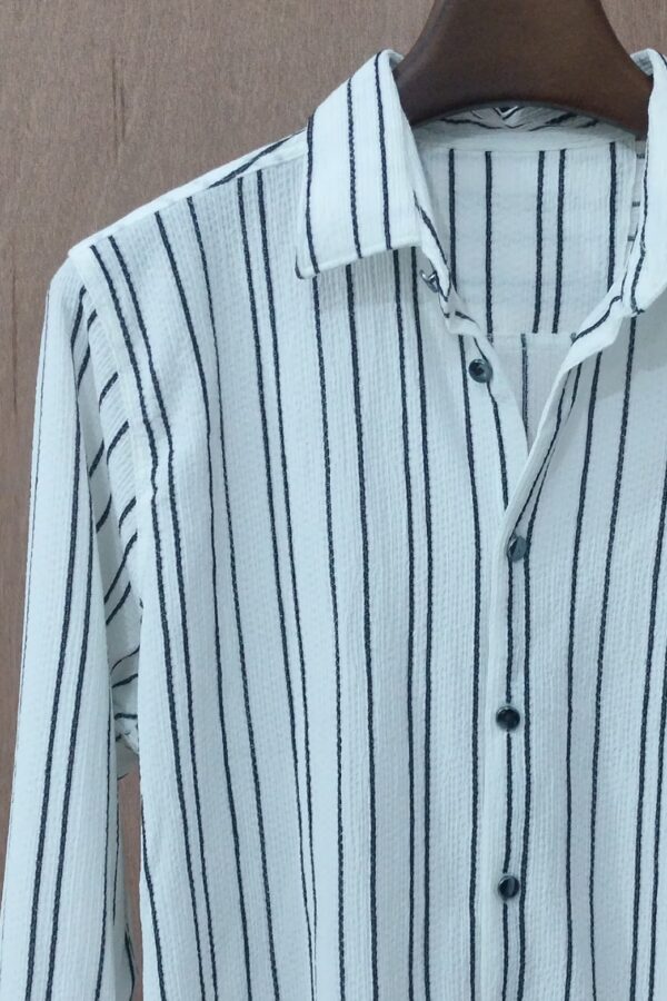 Arctic White With Bold Navy Stripes - Image 3