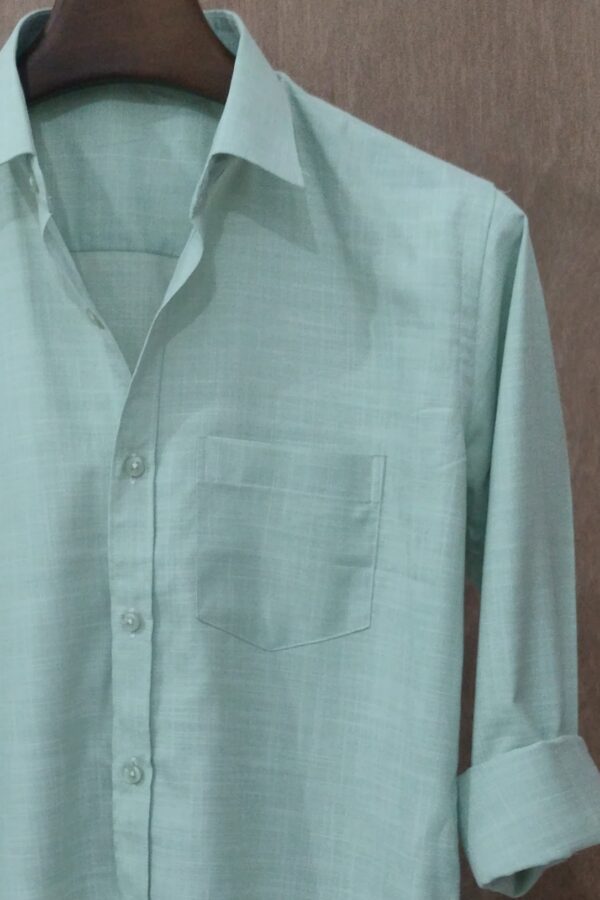 Mint Green Textured Solid Shirt - Image 2
