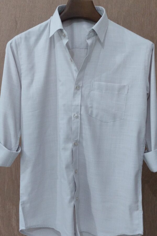 Mist Grey Textured Solid Shirt - Image 4