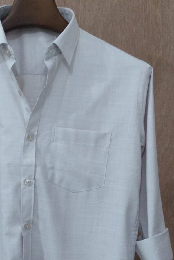 Mist Grey Textured Solid Shirt - Image 2
