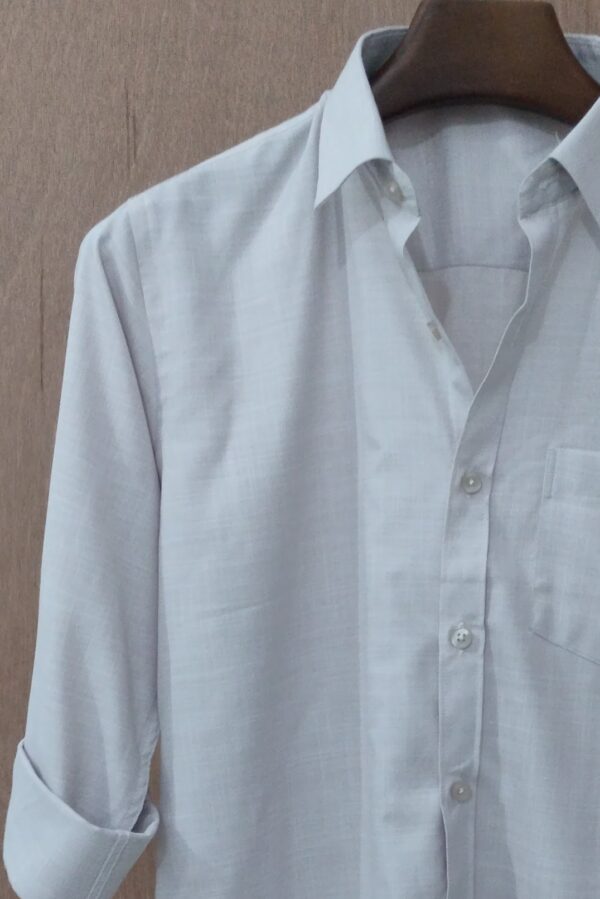 Mist Grey Textured Solid Shirt - Image 3