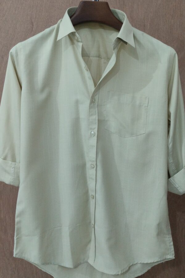 Pale Olive Textured Solid Shirt - Image 4