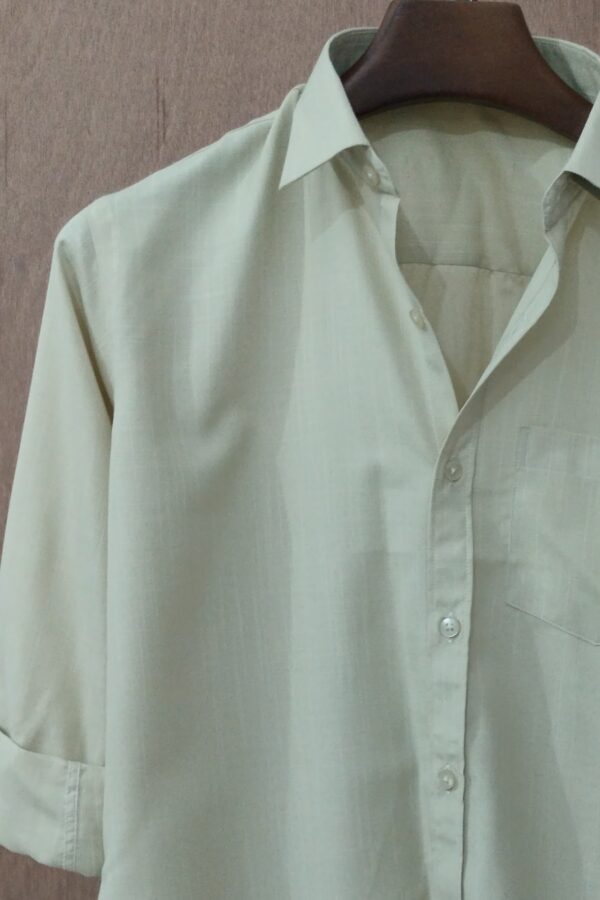 Pale Olive Textured Solid Shirt - Image 3