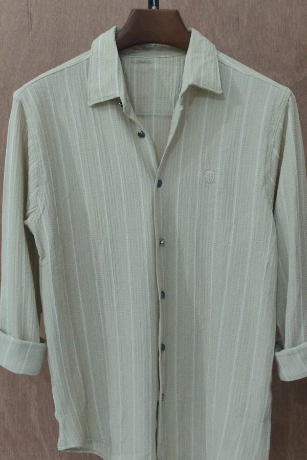 Sand Beige With Subtle Ivory Stripes - Image 4
