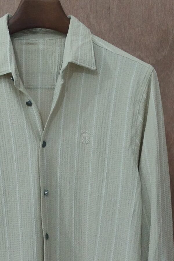 Sand Beige With Subtle Ivory Stripes - Image 2