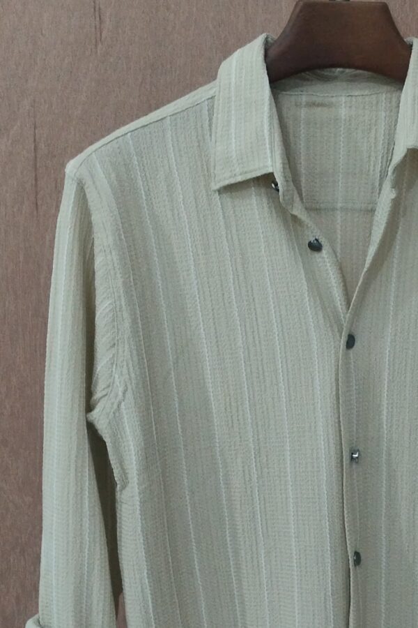 Sand Beige With Subtle Ivory Stripes - Image 3